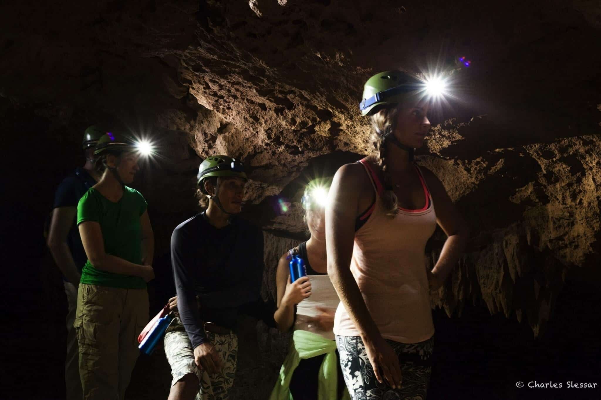 Hamanasi Resort tour group in St Hermans Cave in Belize